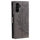 For-Samsung-Galaxy-A56-5G-Case-Imprinted-Totem-PU-Leather-Wallet-Stand-Phone-Cover-Grey