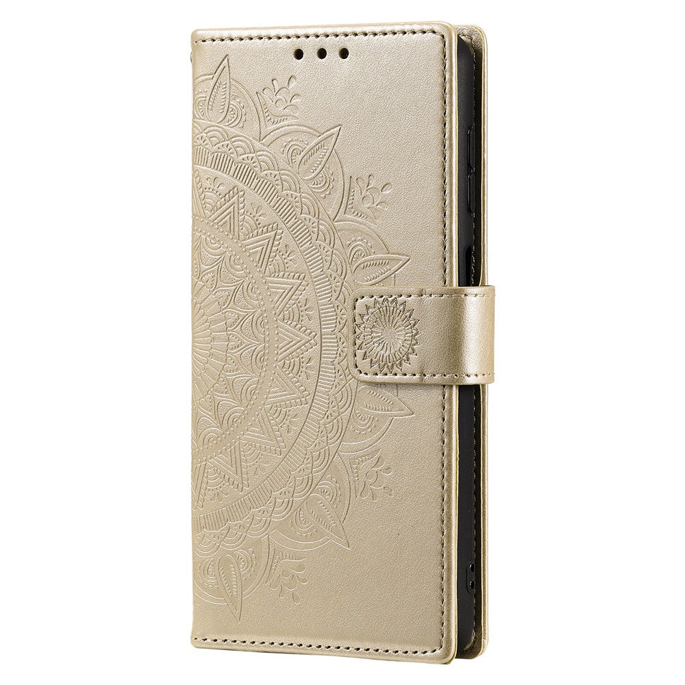 For-Samsung-Galaxy-A56-5G-Case-Imprinted-Totem-PU-Leather-Wallet-Stand-Phone-Cover-Gold