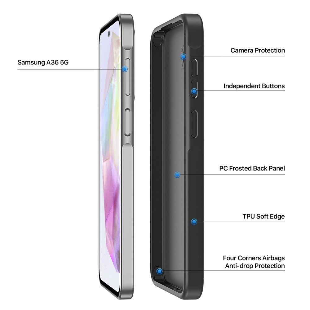 For-Samsung-Galaxy-A56-5G-/-A36-5G-Case-DUX-DUCIS-Yind-Series-Matte-Anti-Fingerprint-TPU+PC-Phone-Back-Cover-Black