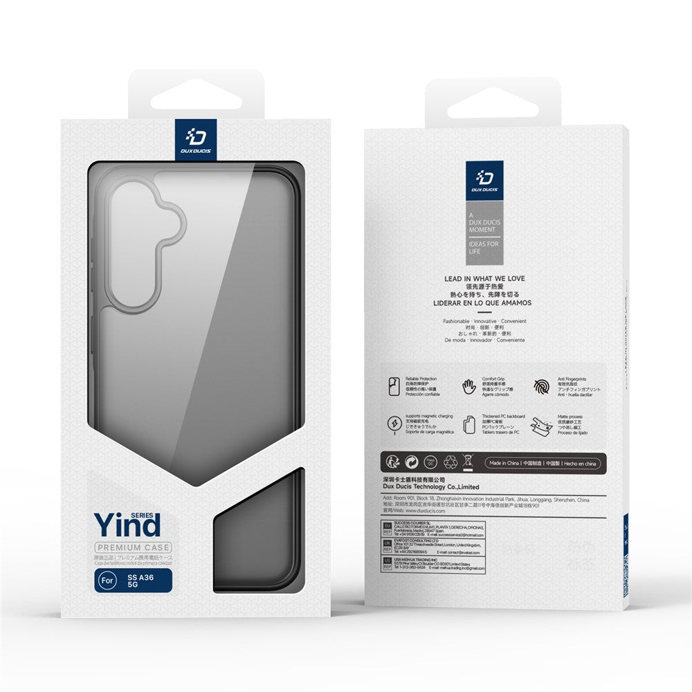 For-Samsung-Galaxy-A56-5G-/-A36-5G-Case-DUX-DUCIS-Yind-Series-Matte-Anti-Fingerprint-TPU+PC-Phone-Back-Cover-Black