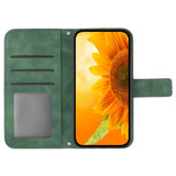 For-Samsung-Galaxy-A56-5G-/-M56-5G-Case-Sunflower-Imprint-Leather-Wallet-Phone-Cover-with-Wrist-Strap-Blackish-Green