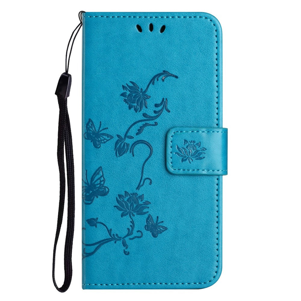 For-Samsung-Galaxy-A17-5G-/-A17-4G-/-A26-5G-Case-Wallet-Stand-Imprinted-Butterfly-Flower-PU-Leather-Phone-Cover-Blue