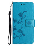 For-Samsung-Galaxy-A17-5G-/-A17-4G-/-A26-5G-Case-Wallet-Stand-Imprinted-Butterfly-Flower-PU-Leather-Phone-Cover-Blue