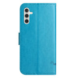 For-Samsung-Galaxy-A17-5G-/-A17-4G-/-A26-5G-Case-Wallet-Stand-Imprinted-Butterfly-Flower-PU-Leather-Phone-Cover-Blue