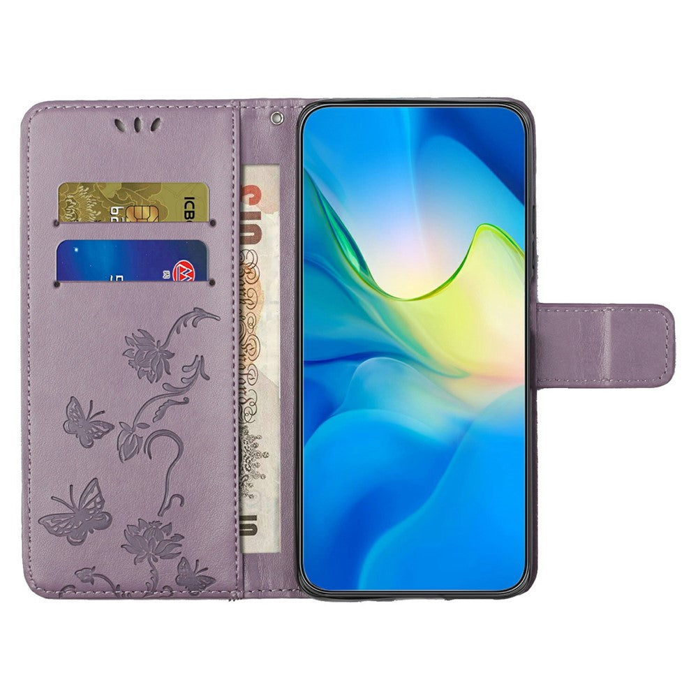 For-Samsung-Galaxy-A17-5G-/-A17-4G-/-A26-5G-Case-Wallet-Stand-Imprinted-Butterfly-Flower-PU-Leather-Phone-Cover-Purple