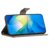 For-Samsung-Galaxy-A17-5G-/-A17-4G-/-A26-5G-Case-Wallet-Stand-Imprinted-Butterfly-Flower-PU-Leather-Phone-Cover-Grey