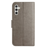 For-Samsung-Galaxy-A17-5G-/-A17-4G-/-A26-5G-Case-Wallet-Stand-Imprinted-Butterfly-Flower-PU-Leather-Phone-Cover-Grey