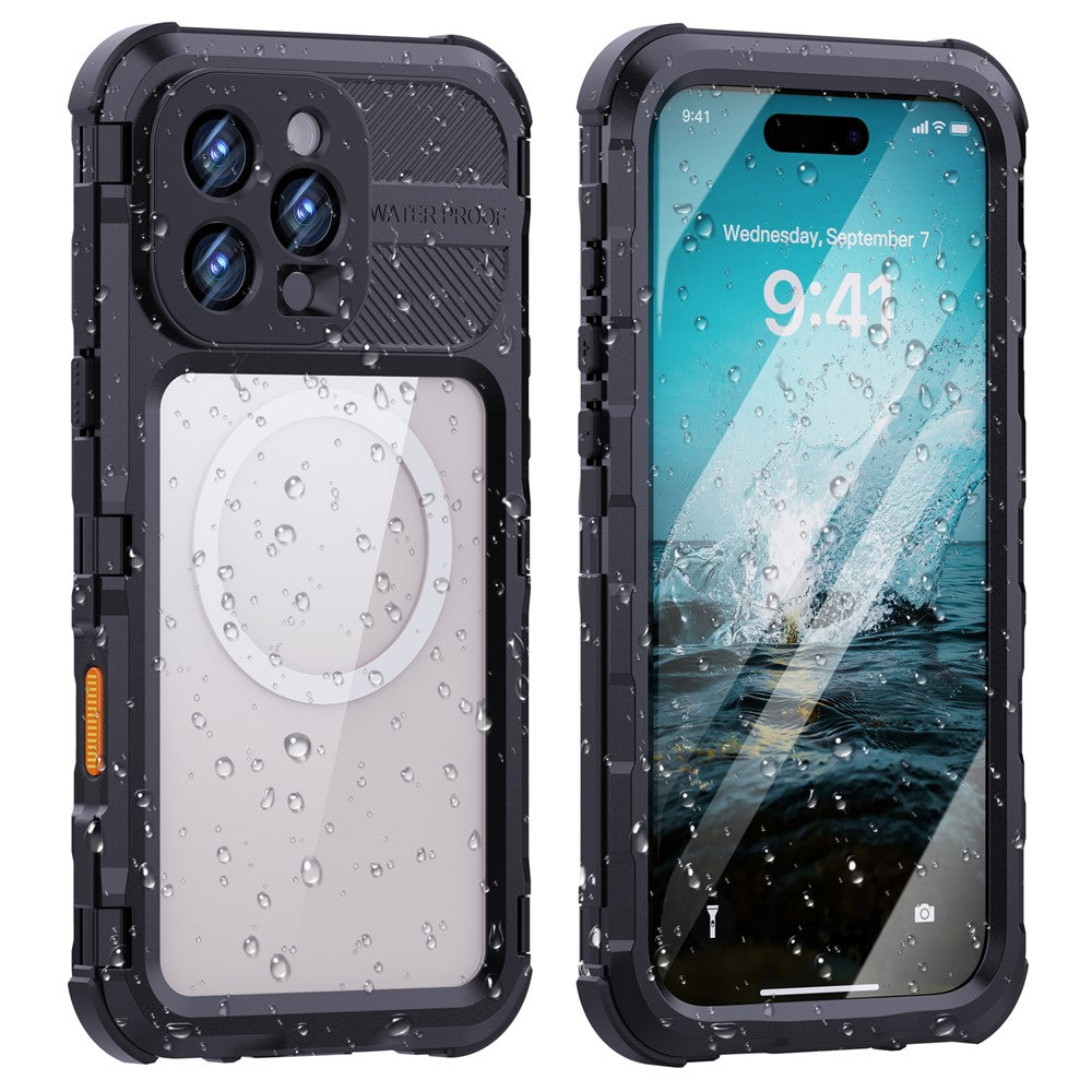 SHELLBOX-M-Series-For-iPhone-16-Pro-Max-IP68-Waterproof-Case-Metal-Diving-Phone-Cover-Compatible-with-MagSafe-Black