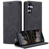 For-Samsung-Galaxy-S25-Case-CASEME-013-Series-Card-Holder-Stand-Leather-Phone-Cover-Black