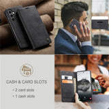 For-Samsung-Galaxy-S25-Case-CASEME-013-Series-Card-Holder-Stand-Leather-Phone-Cover-Black