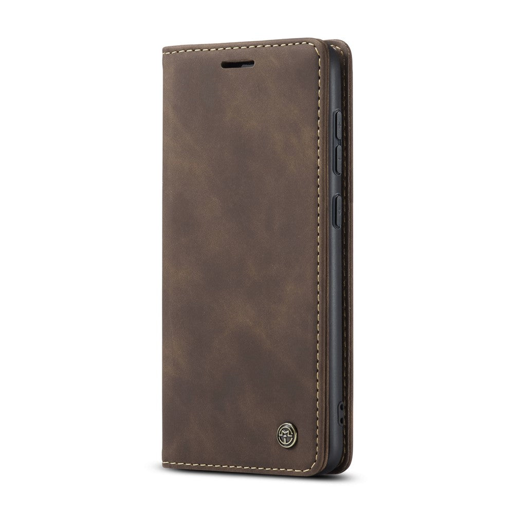 For-Samsung-Galaxy-S25-Case-CASEME-013-Series-Card-Holder-Stand-Leather-Phone-Cover-Coffee