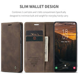 For-Samsung-Galaxy-S25-Case-CASEME-013-Series-Card-Holder-Stand-Leather-Phone-Cover-Coffee