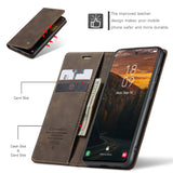 For-Samsung-Galaxy-S25-Case-CASEME-013-Series-Card-Holder-Stand-Leather-Phone-Cover-Coffee