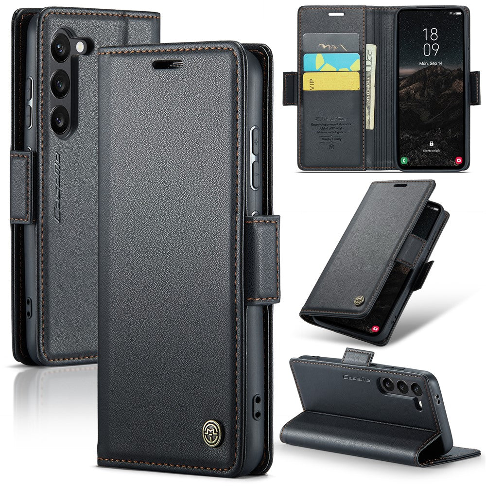 For-Samsung-Galaxy-S25-Leather-Case-CASEME-023-RFID-Blocking-3-Card-Slot-Mobile-Cover-Black