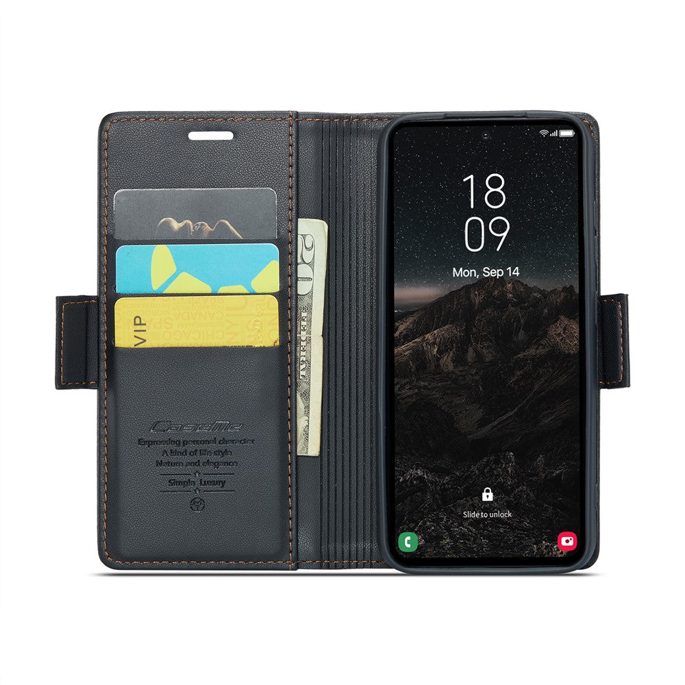 For-Samsung-Galaxy-S25-Leather-Case-CASEME-023-RFID-Blocking-3-Card-Slot-Mobile-Cover-Black