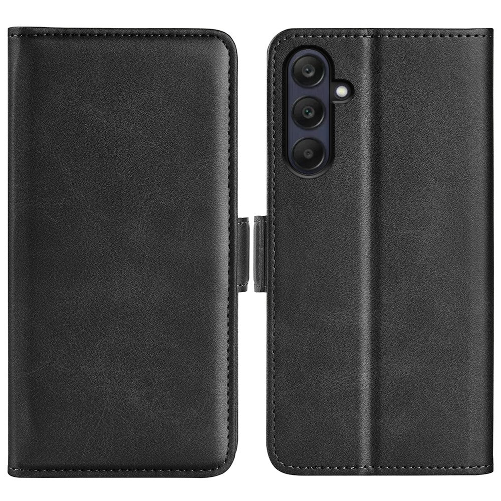 For-Samsung-Galaxy-A26-5G-Stand-Case-Calf-Texture-Leather-Wallet-Phone-Cover-Black