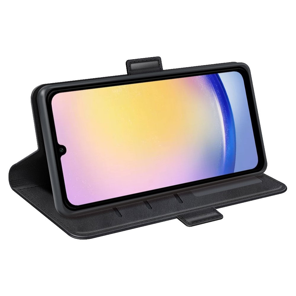 For-Samsung-Galaxy-A26-5G-Stand-Case-Calf-Texture-Leather-Wallet-Phone-Cover-Black