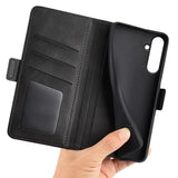 For-Samsung-Galaxy-A26-5G-Stand-Case-Calf-Texture-Leather-Wallet-Phone-Cover-Black