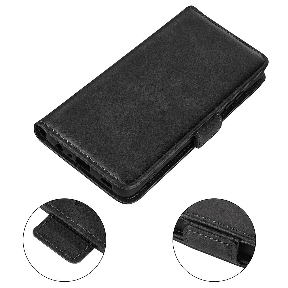 For-Samsung-Galaxy-A26-5G-Stand-Case-Calf-Texture-Leather-Wallet-Phone-Cover-Black