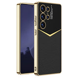 GKK-For-Samsung-Galaxy-S25-Ultra-Cases-Electroplating-PU-Leather+PC+TPU-Phone-Cover-Black