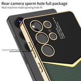 GKK-For-Samsung-Galaxy-S25-Ultra-Cases-Electroplating-PU-Leather+PC+TPU-Phone-Cover-Black