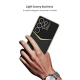 GKK-For-Samsung-Galaxy-S25-Ultra-Cases-Electroplating-PU-Leather+PC+TPU-Phone-Cover-Black