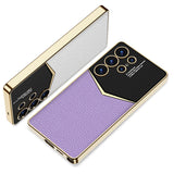 GKK-For-Samsung-Galaxy-S25-Ultra-Cases-Electroplating-PU-Leather+PC+TPU-Phone-Cover-Black