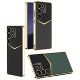 GKK-For-Samsung-Galaxy-S25-Ultra-Cases-Electroplating-PU-Leather+PC+TPU-Phone-Cover-Black