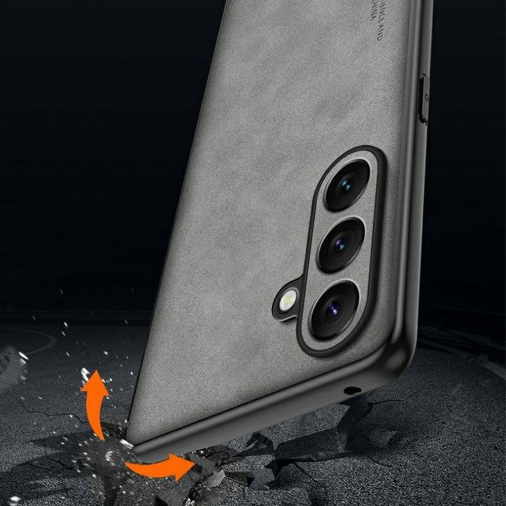 For-Samsung-Galaxy-A26-5G-Case-Suede-Leather-Texture-TPU-+-PU-Phone-Back-Cover-Grey