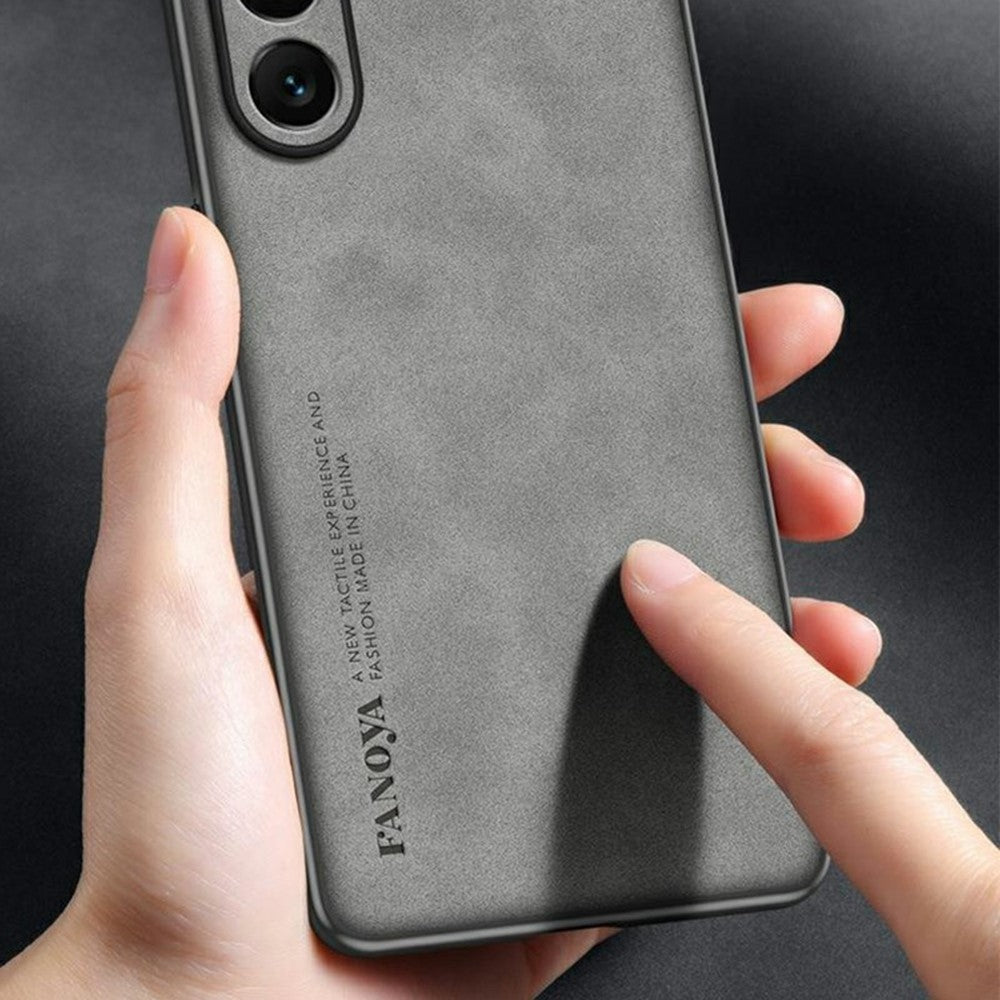 For-Samsung-Galaxy-A26-5G-Case-Suede-Leather-Texture-TPU-+-PU-Phone-Back-Cover-Grey