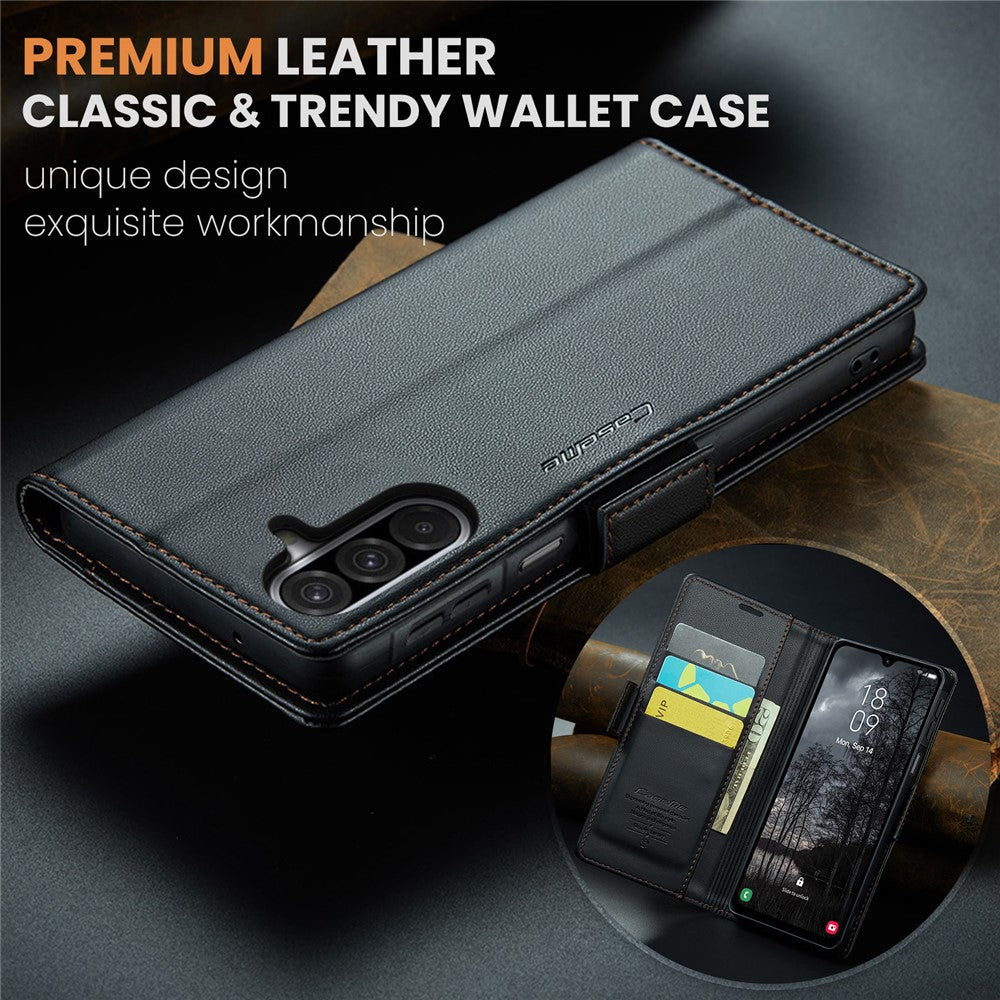 For-Samsung-Galaxy-A26-5G-Leather-Case-CASEME-023-RFID-Blocking-3-Card-Slot-Mobile-Cover-Black