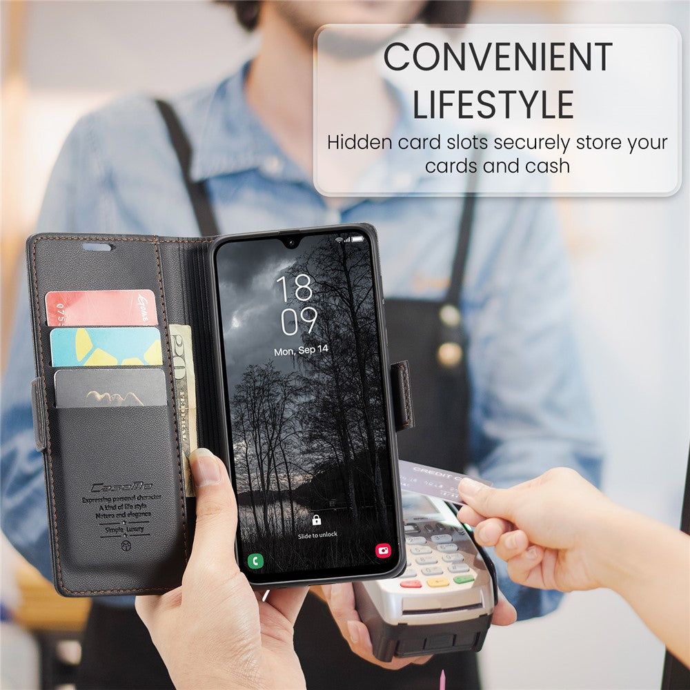 For-Samsung-Galaxy-A26-5G-Leather-Case-CASEME-023-RFID-Blocking-3-Card-Slot-Mobile-Cover-Black