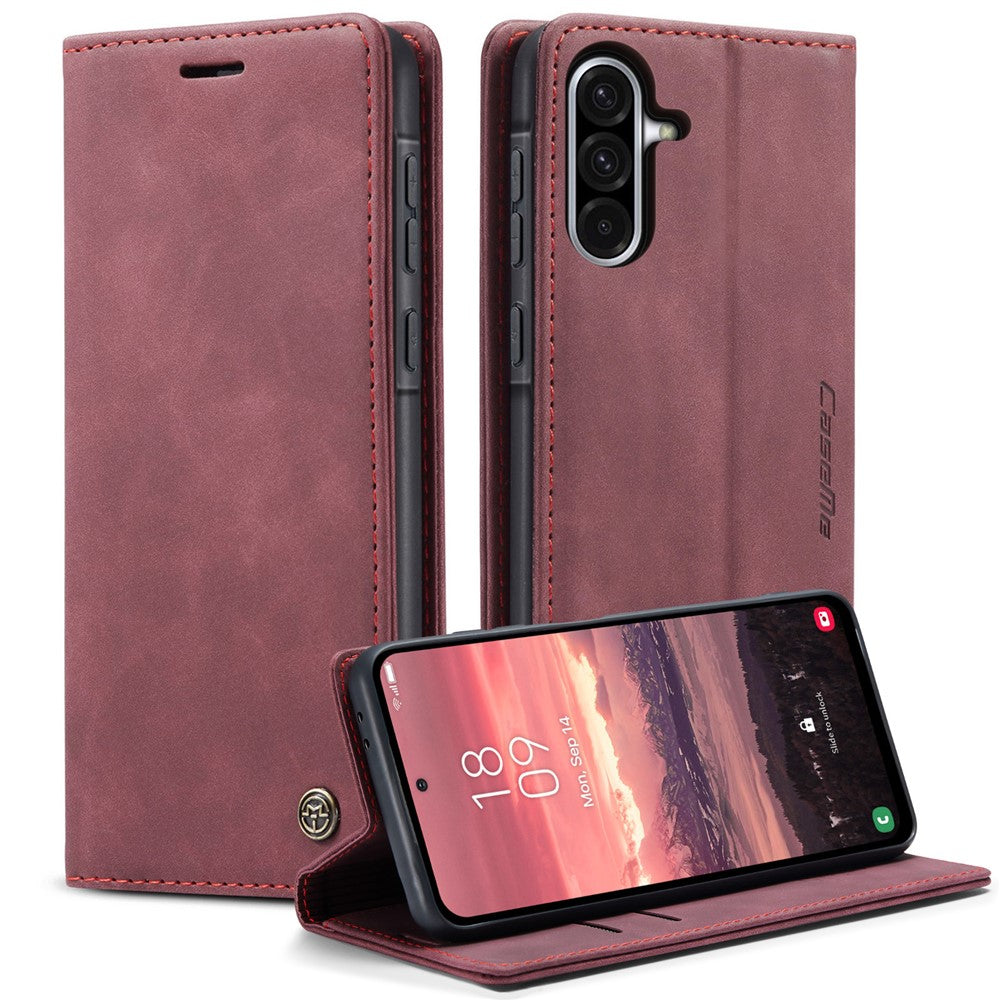 CASEME-013-Series-For-Samsung-Galaxy-A56-5G-Case-Card-Holder-Stand-Leather-Phone-Cover-Red