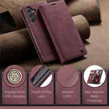 CASEME-013-Series-For-Samsung-Galaxy-A56-5G-Case-Card-Holder-Stand-Leather-Phone-Cover-Red