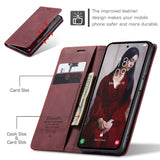 CASEME-013-Series-For-Samsung-Galaxy-A56-5G-Case-Card-Holder-Stand-Leather-Phone-Cover-Red