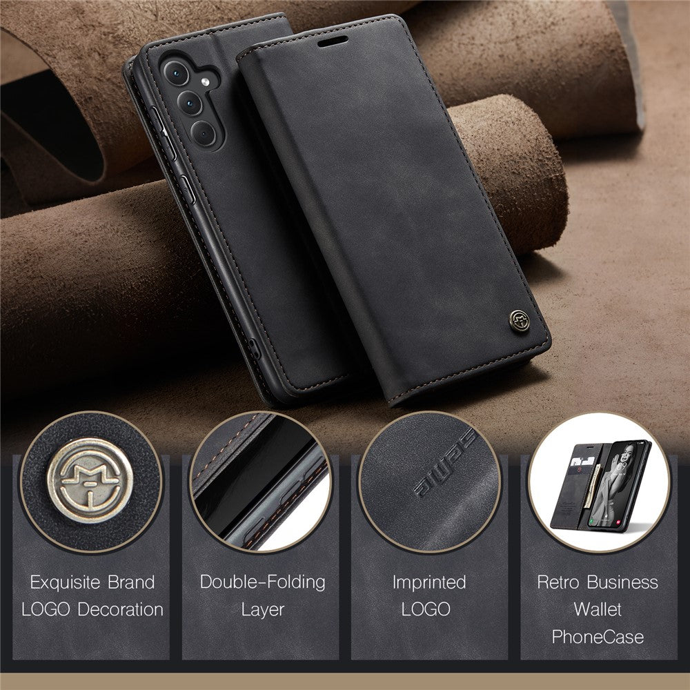 CASEME-013-Series-For-Samsung-Galaxy-A56-5G-Case-Card-Holder-Stand-Leather-Phone-Cover-Black