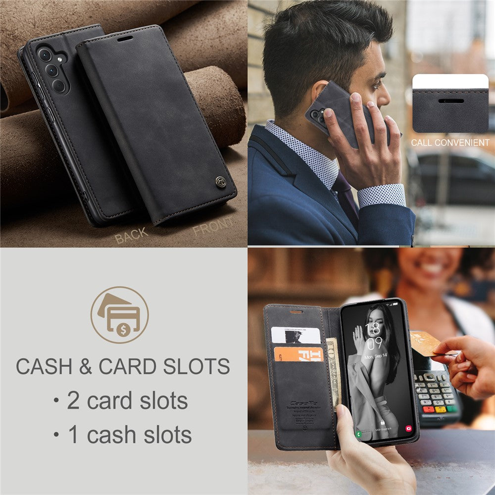 CASEME-013-Series-For-Samsung-Galaxy-A56-5G-Case-Card-Holder-Stand-Leather-Phone-Cover-Black