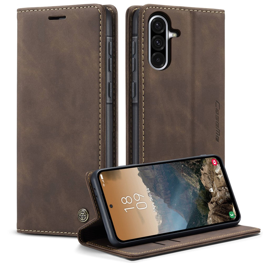 CASEME-013-Series-For-Samsung-Galaxy-A56-5G-Case-Card-Holder-Stand-Leather-Phone-Cover-Coffee
