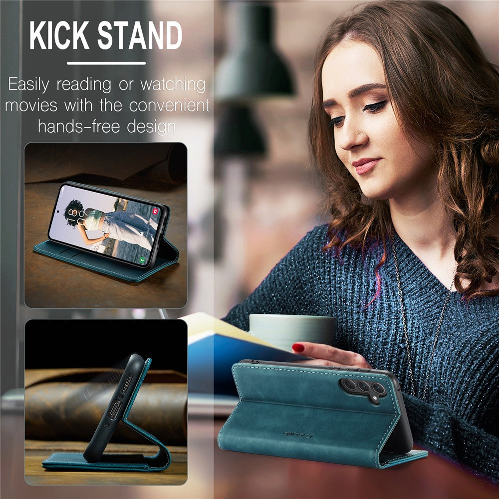 CASEME-013-Series-For-Samsung-Galaxy-A56-5G-Case-Card-Holder-Stand-Leather-Phone-Cover-Blue