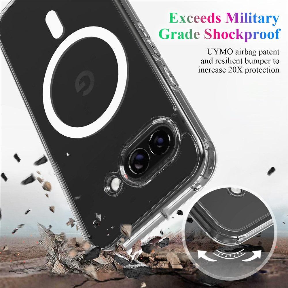 For-Google-Pixel-9a-Clear-Case-TPU+Acrylic-Magnetic-Phone-Cover-Compatible-with-MagSafe