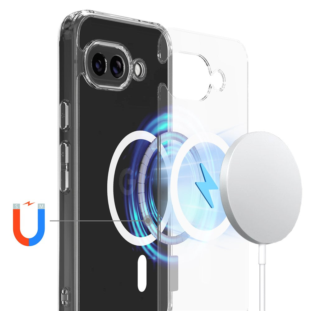 For-Google-Pixel-9a-Clear-Case-TPU+Acrylic-Magnetic-Phone-Cover-Compatible-with-MagSafe