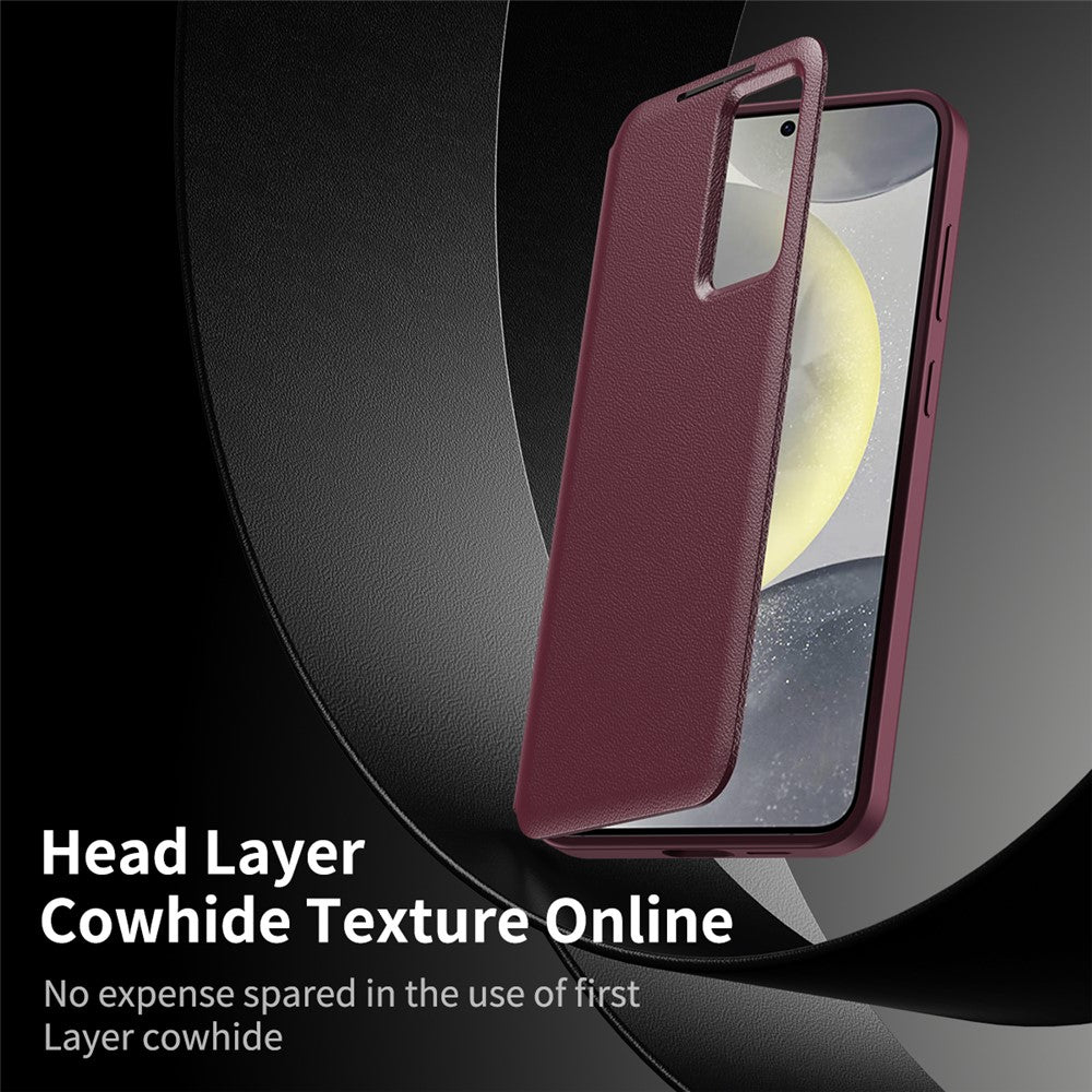 For-Samsung-Galaxy-S24-Leather-Phone-Case-with-View-Window-Card-Slot-Wine-Red