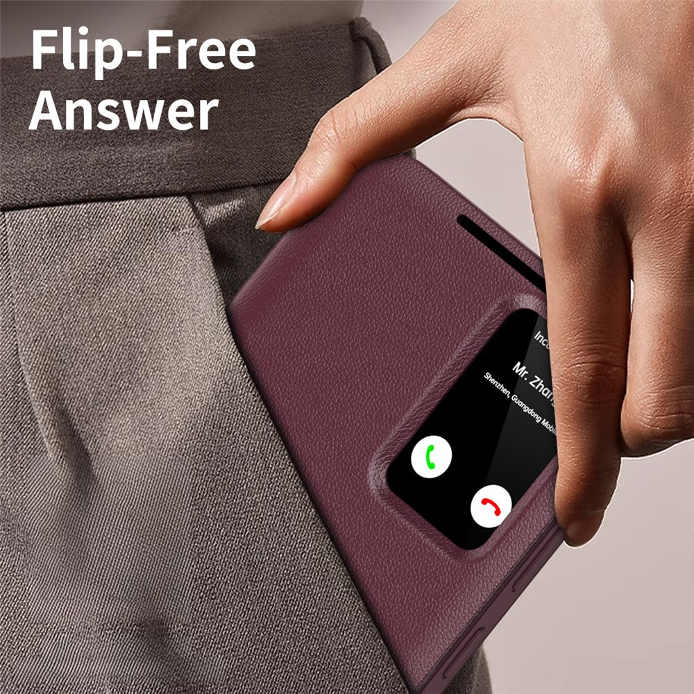 For-Samsung-Galaxy-S24-Leather-Phone-Case-with-View-Window-Card-Slot-Wine-Red