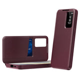 For-Samsung-Galaxy-S22-5G-Case-Leather-Phone-Cover-with-View-Window-Card-Slot-Wine-Red