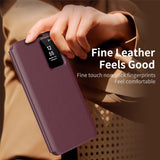 For-Samsung-Galaxy-S22-5G-Case-Leather-Phone-Cover-with-View-Window-Card-Slot-Wine-Red