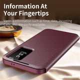 For-Samsung-Galaxy-S22-5G-Case-Leather-Phone-Cover-with-View-Window-Card-Slot-Wine-Red