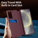 For-Samsung-Galaxy-S22-5G-Case-Leather-Phone-Cover-with-View-Window-Card-Slot-Wine-Red