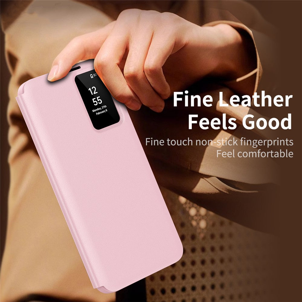 For-Samsung-Galaxy-S23-Ultra-Case-Leather-Phone-Cover-with-View-Window-Card-Slot-Pink