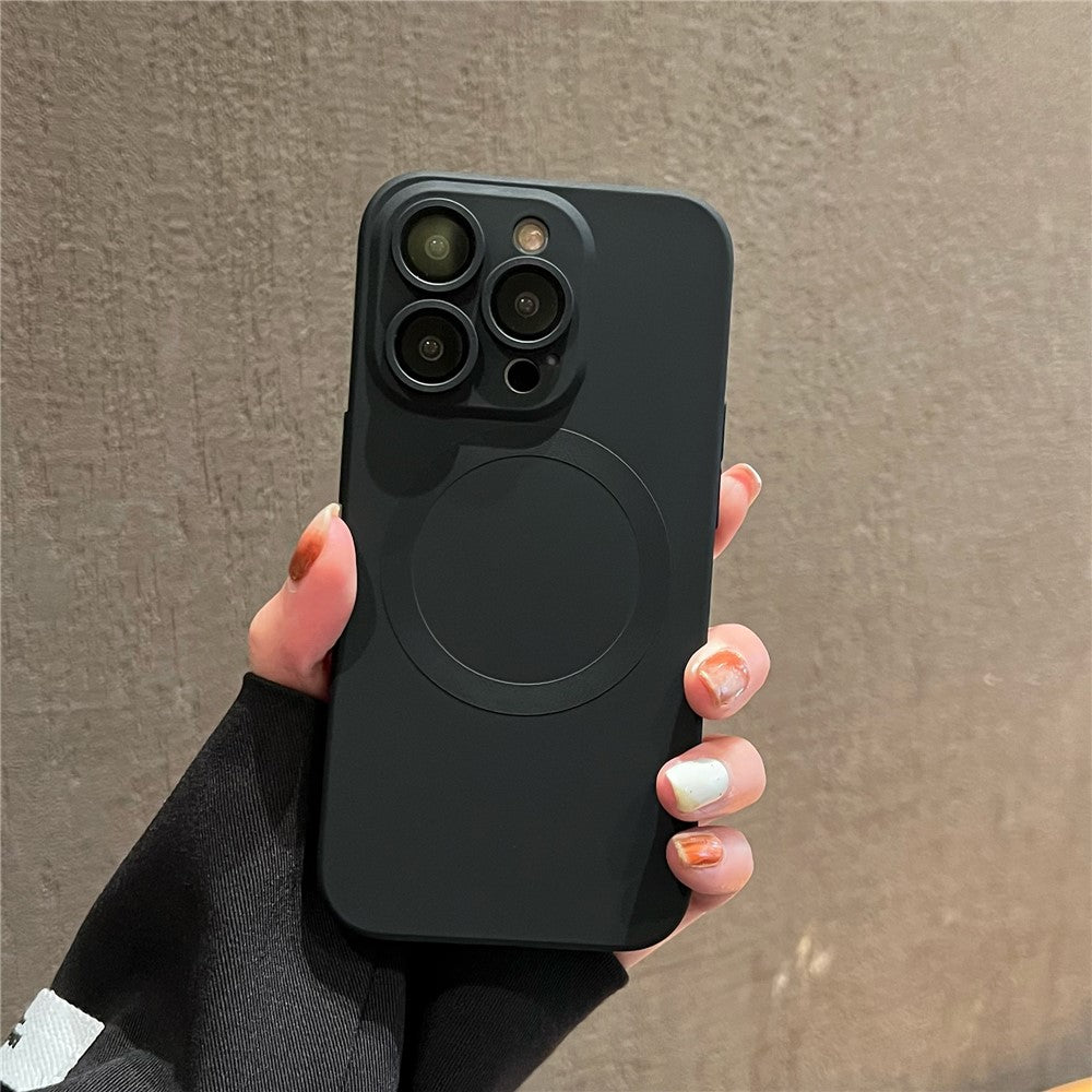 For-iPhone-15-Pro-Case-Compatible-with-MagSafe-Liquid-Silicone-Phone-Cover-with-Tempered-Glass-Lens-Protector-Black