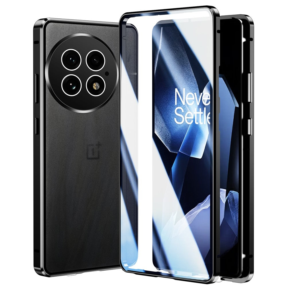 For-OnePlus-13-Case-Double-Sides-Tempered-Glass-Full-Protection-Phone-Cover-with-Magnetic-Metal-Frame-Black